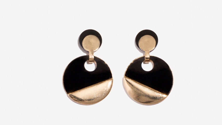 Nalì orecchini con cerchio in resina 16275 oro/nero - dettaglio 1