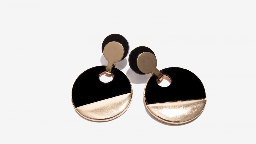 Nalì orecchini con cerchio in resina 16275 oro/nero - dettaglio 2