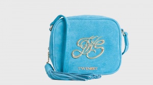 Twinset borsa a tracolla mini con logo os8teb blue stone pelle - dettaglio 1