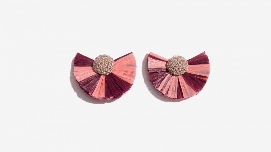 Nalì orecchini ventaglio rafia 16685 rosa - dettaglio 1