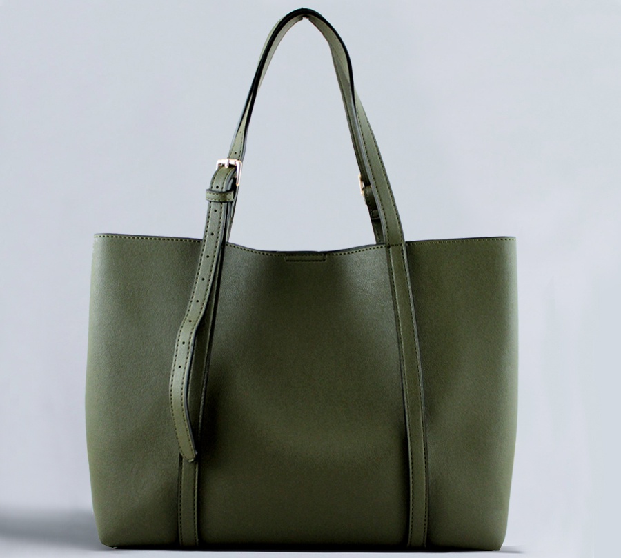 My Twin Shopping bag in Similpelle e Pochette Stampata Bicolor Verde e Rose Rosa VA8PGN - dettaglio 4