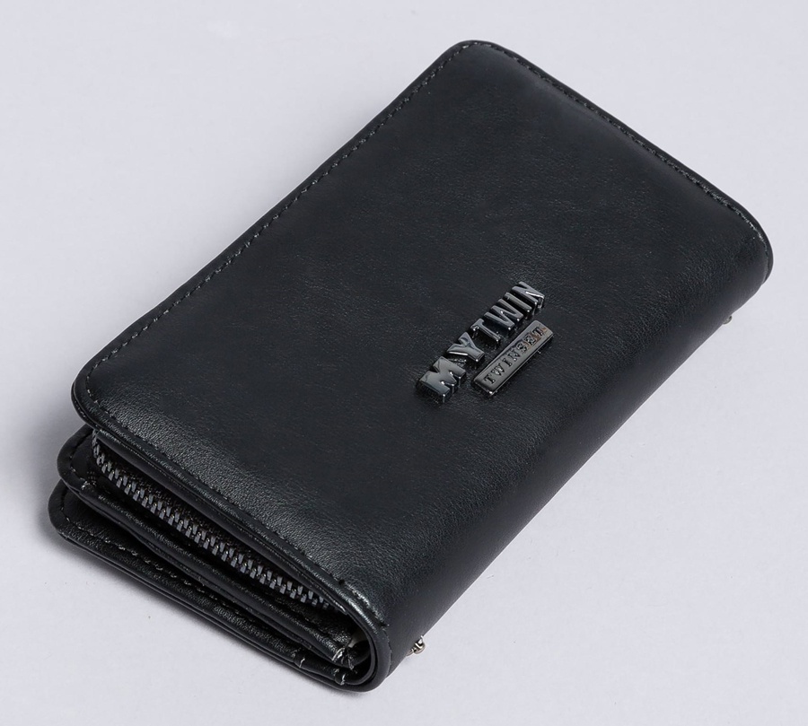 My twin portafoglio con patta in similpelle ra8tfl bicolor nero e nero - dettaglio 3