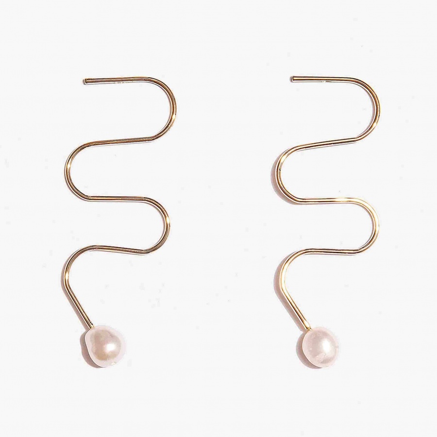 Nalì orecchini pendenti a filo con perla zhor0464 oro - dettaglio 1