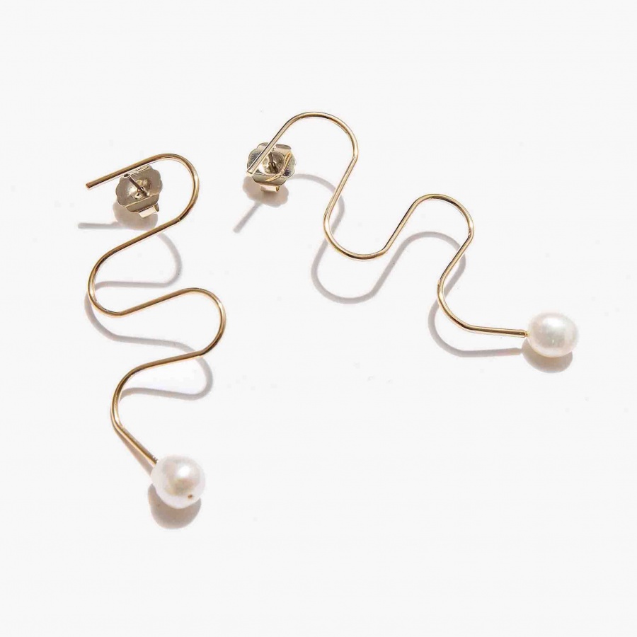 Nalì orecchini pendenti a filo con perla zhor0464 oro - dettaglio 2