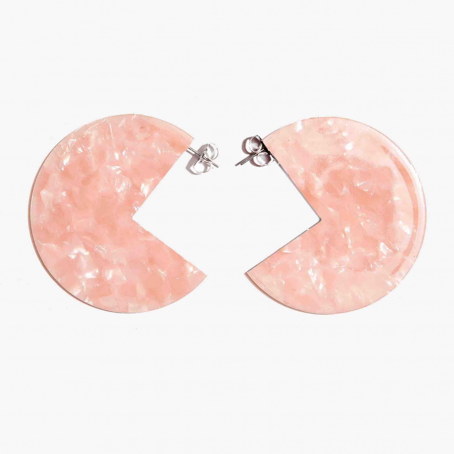 Nalì orecchini cerchio con angolo in resina emor0341 rosa - dettaglio 1