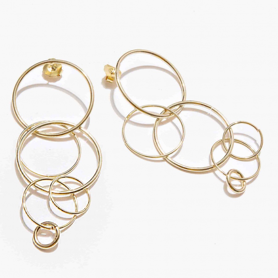 Nalì orecchini con cerchi concentrici pendenti mfor0034 oro - dettaglio 2