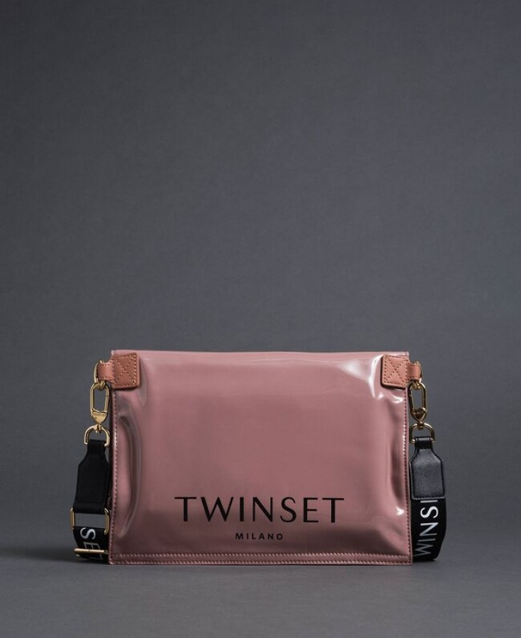 Twinset borsa a mano shopper piccola ripiegabile 192to7174 dusty pink similpelle - dettaglio 1