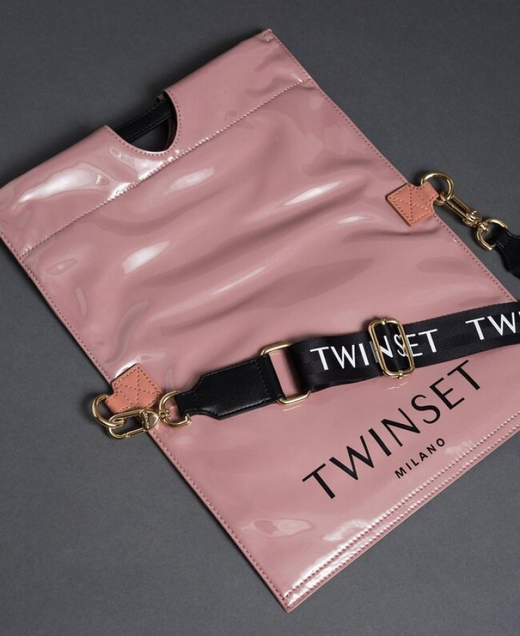 Twinset borsa a mano shopper piccola ripiegabile 192to7174 dusty pink similpelle - dettaglio 4